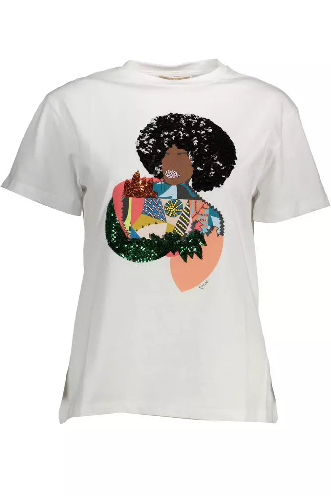  - White Cotton Women T-Shirt