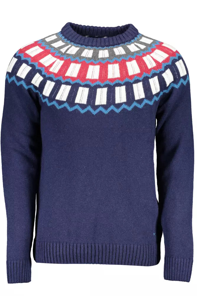 Blue Wool Men Sweater