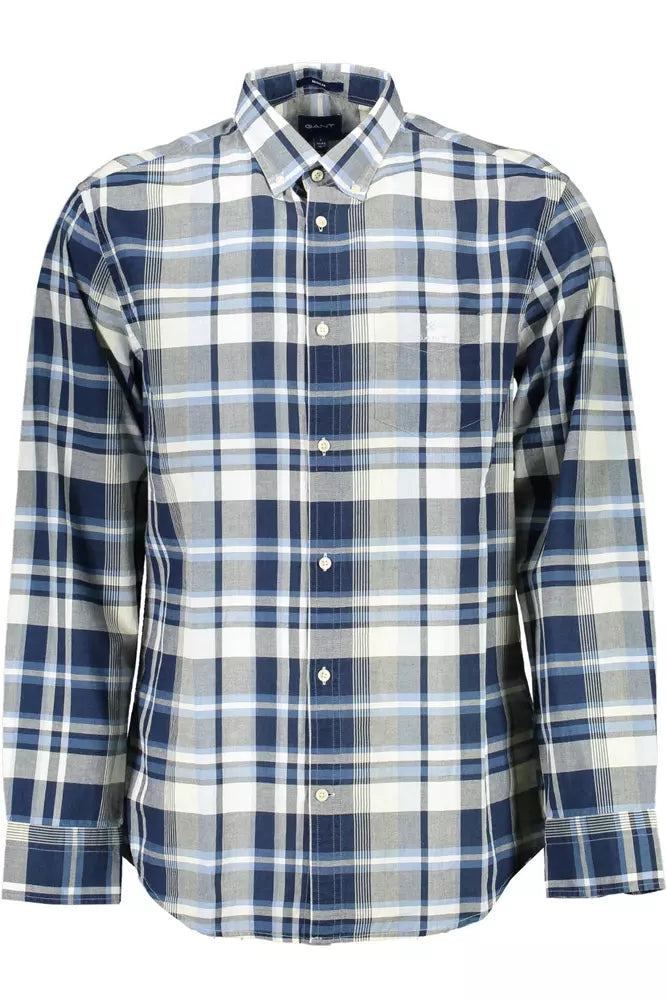  - Blue Cotton Men Shirt