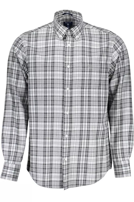  - Gray Cotton Men Shirt