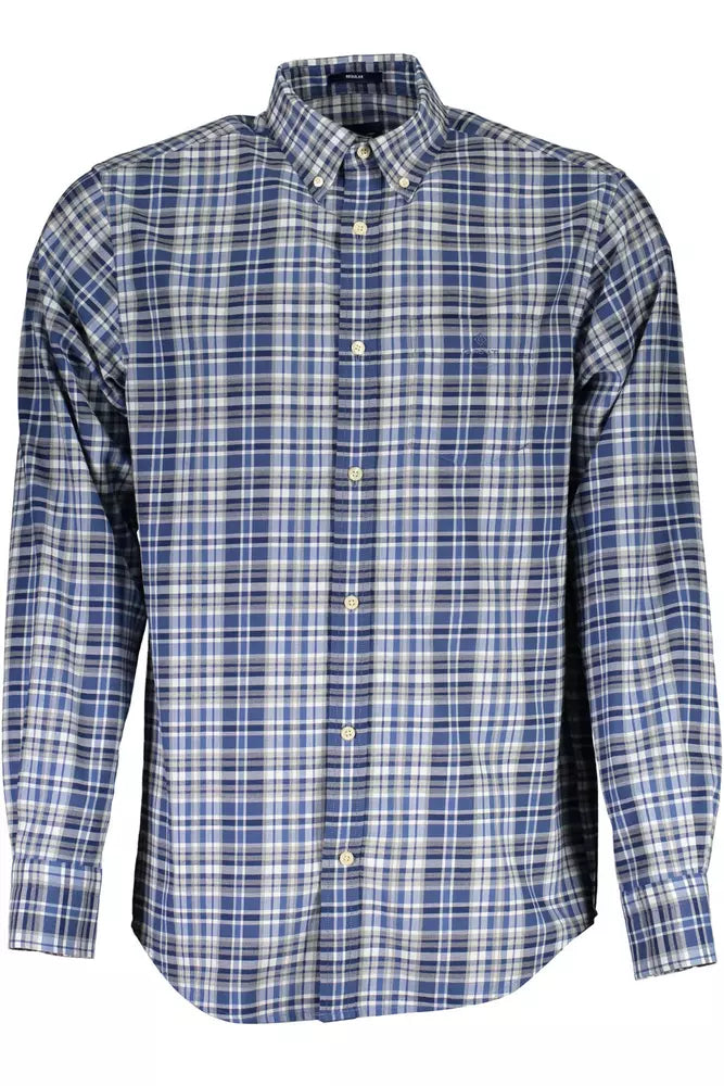  - Blue Cotton Men Shirt