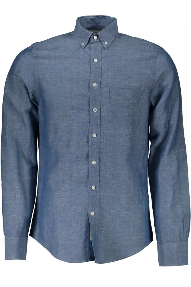 Blue Cotton Men Shirt