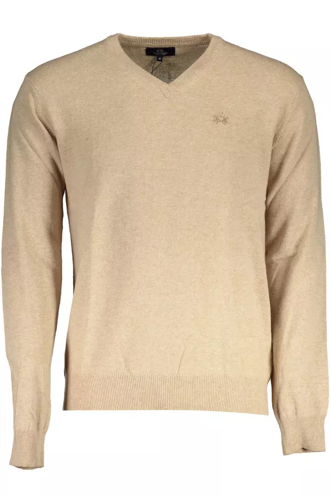 Beige Wool Men Sweater