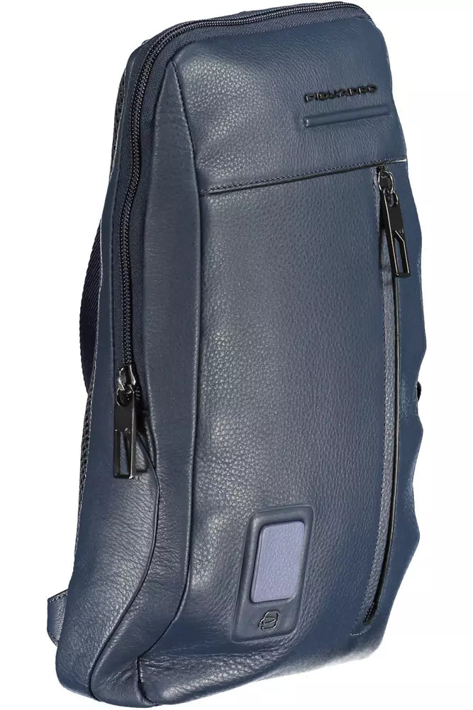 Blue Leather Men Shoulder Bag