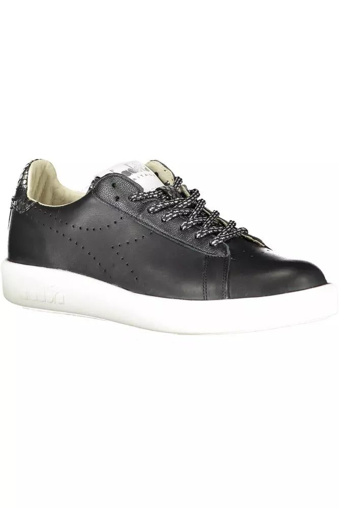  - Black Leather Women Sneaker