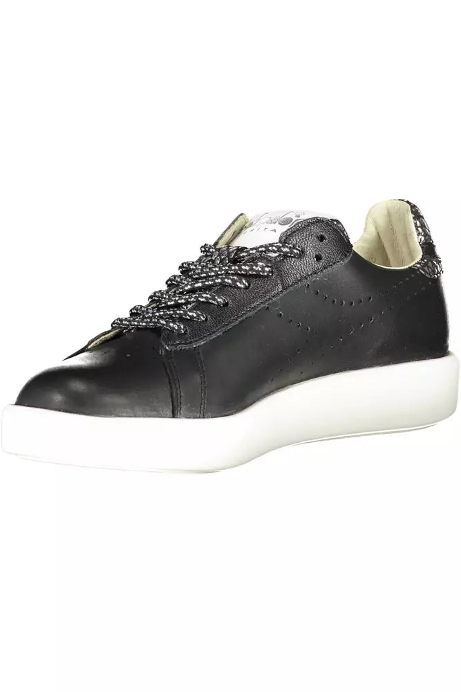  - Black Leather Women Sneaker