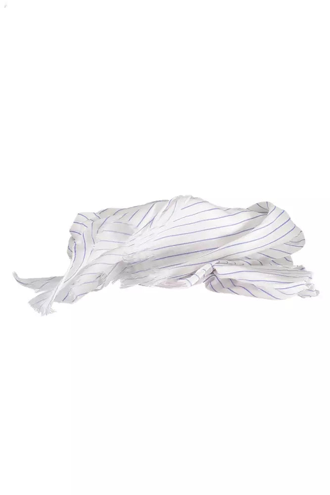  - White Cotton Men Scarf