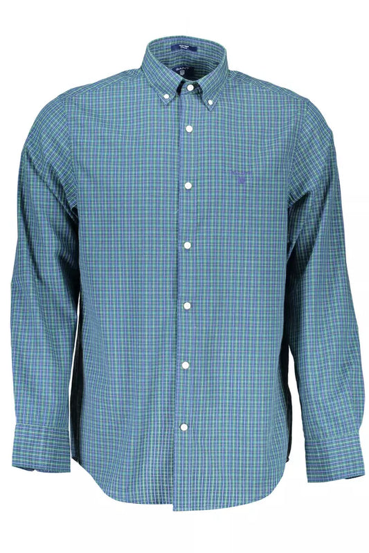  - Blue Cotton Men Shirt