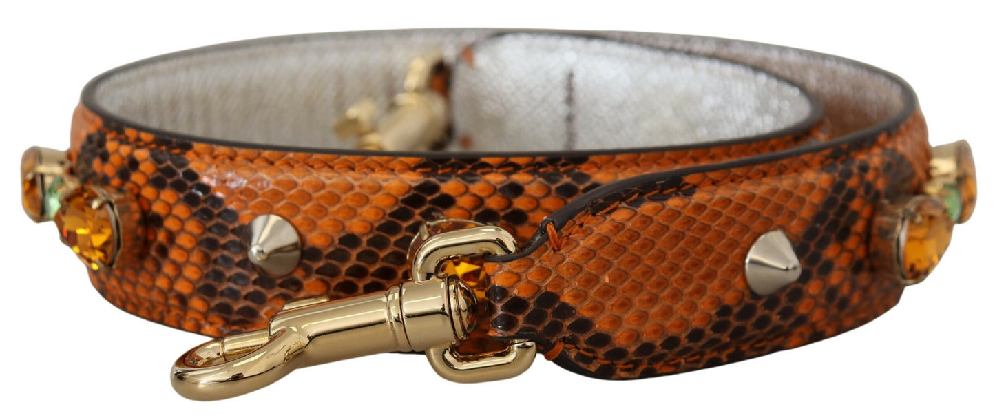  - Chic Orange Leather Bag Strap with Gold-Tone Clasps