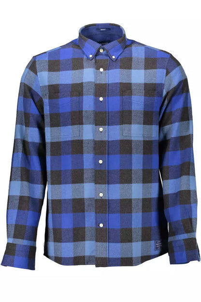  - Blue Cotton Men Shirt