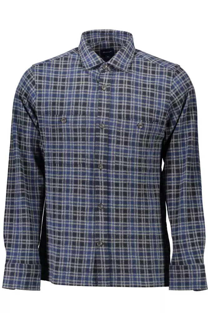  - Blue Cotton Men Shirt