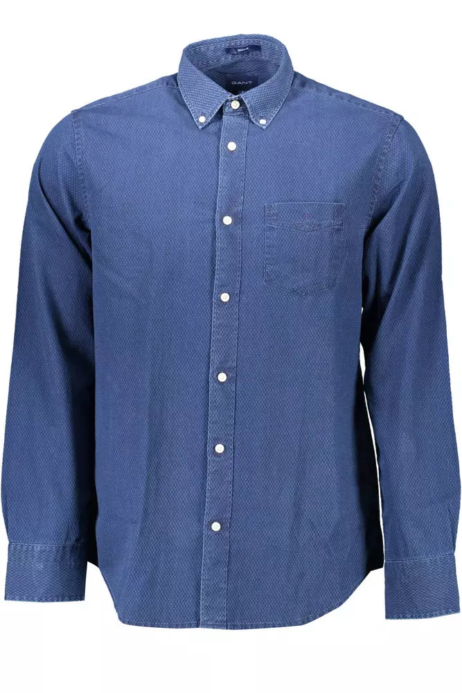  - Blue Cotton Men Shirt