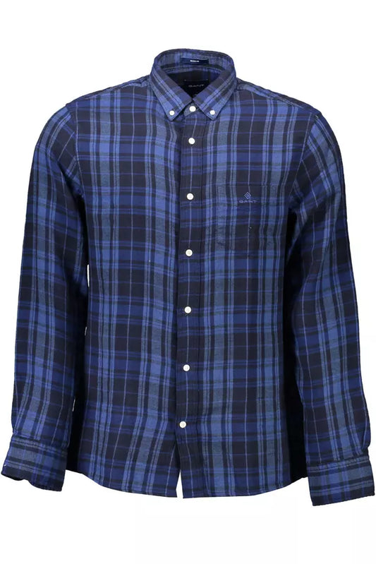  - Blue Cotton Men Shirt