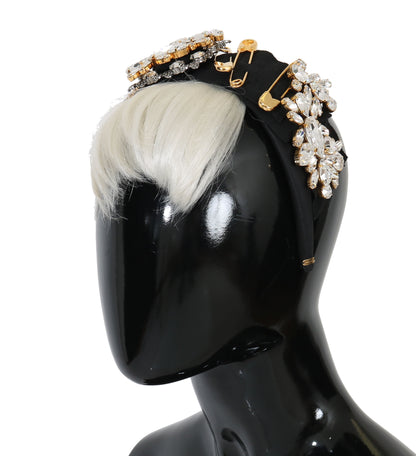  - Elegant Black Crystal Headband Diadem