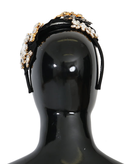  - Elegant Black Crystal Headband Diadem