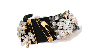  - Elegant Black Crystal Headband Diadem