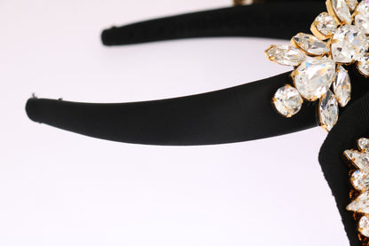  - Elegant Black Crystal Headband Diadem