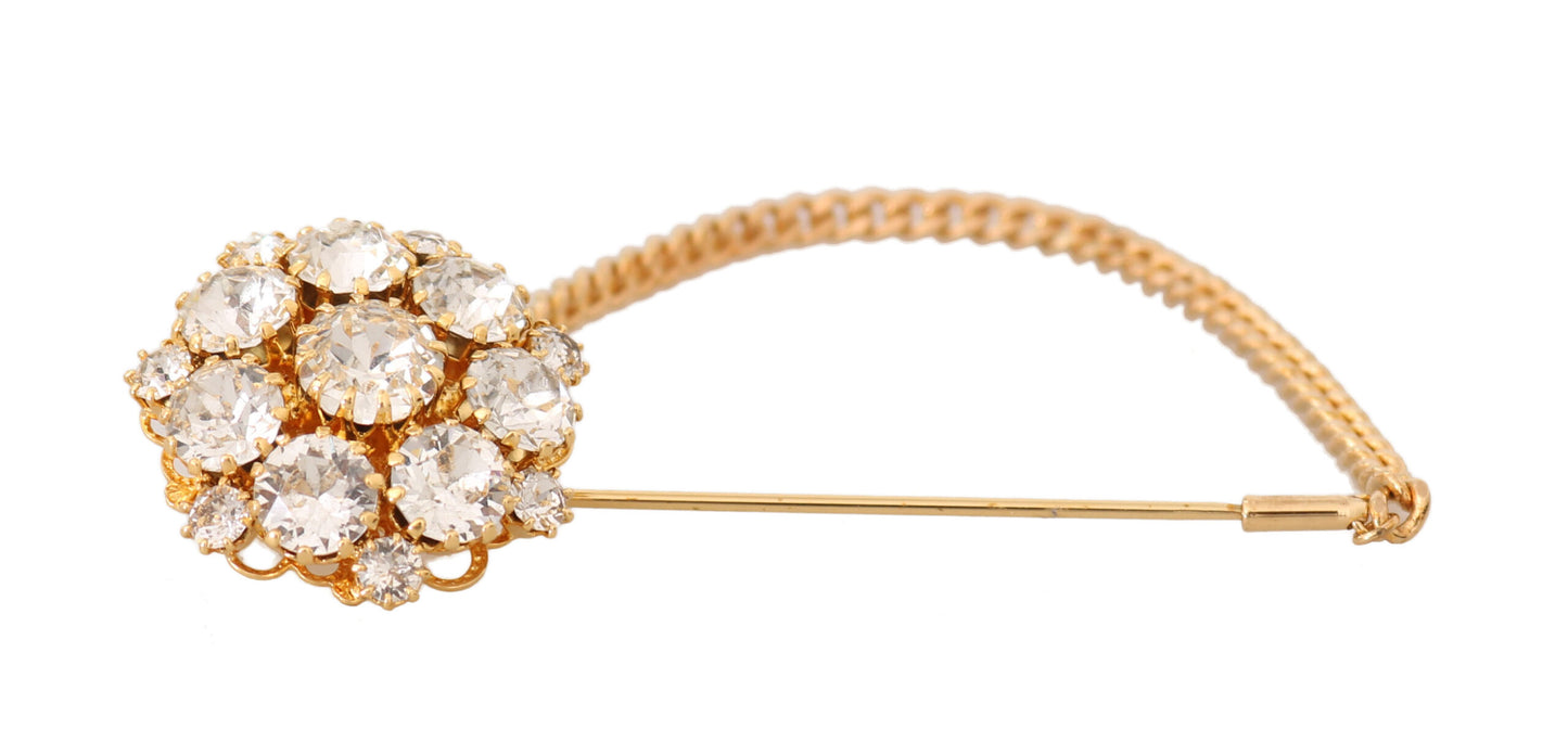  - Exquisite Crystal-Embellished Gold Brooch