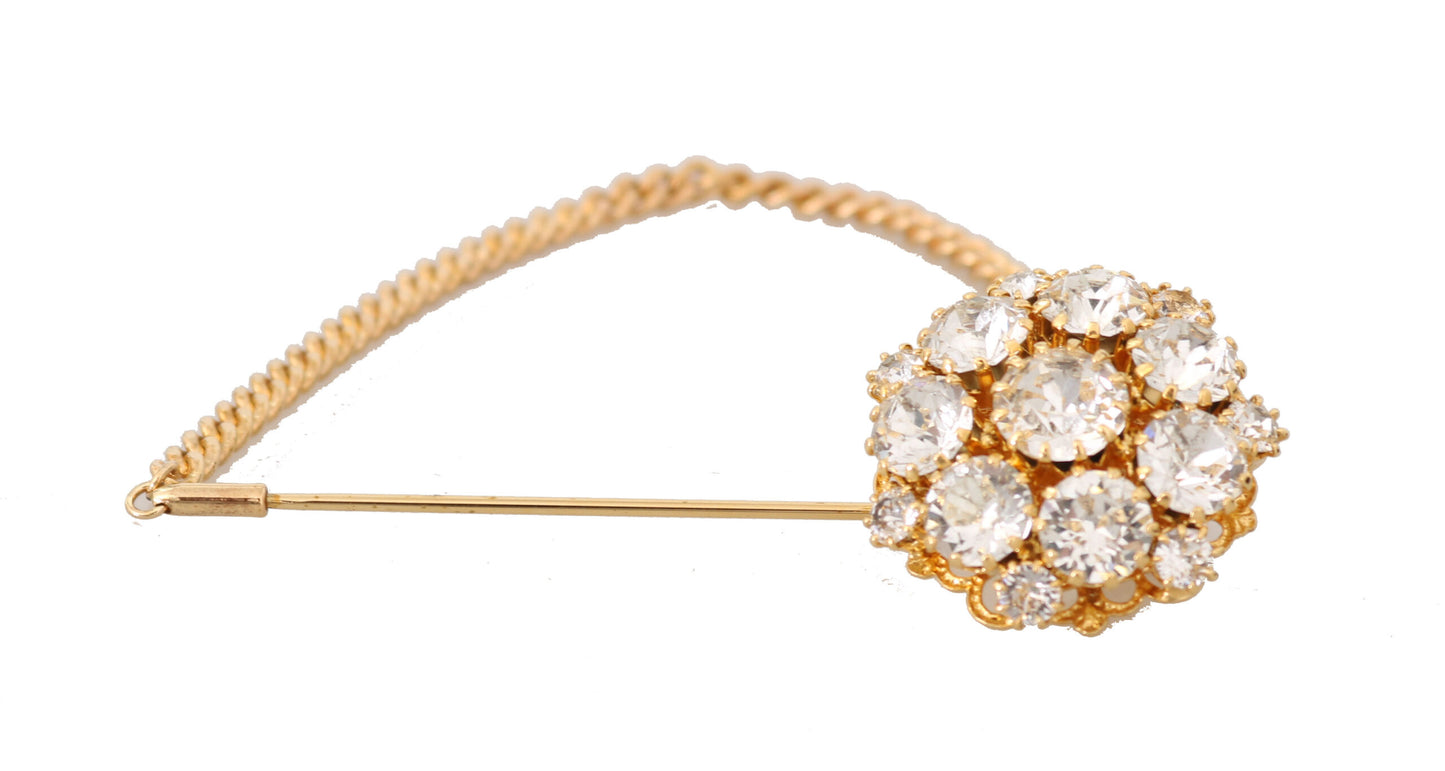  - Exquisite Crystal-Embellished Gold Brooch