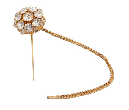  - Exquisite Crystal-Embellished Gold Brooch