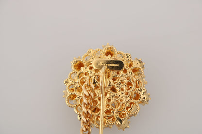  - Exquisite Crystal-Embellished Gold Brooch