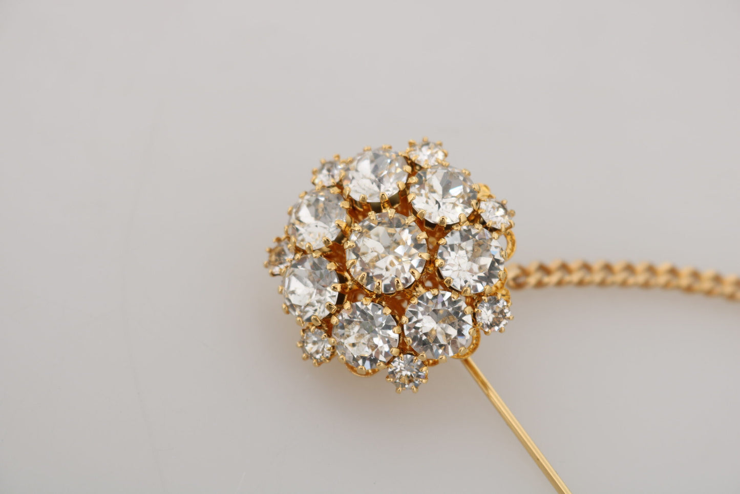  - Exquisite Crystal-Embellished Gold Brooch