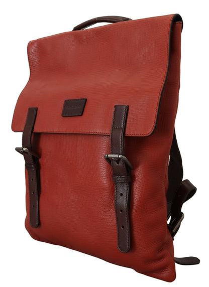  - Elegant Calfskin Leather Backpack in Orange