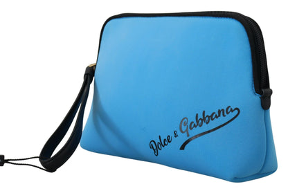  - Elegant Blue Polyamide Pouch Bag