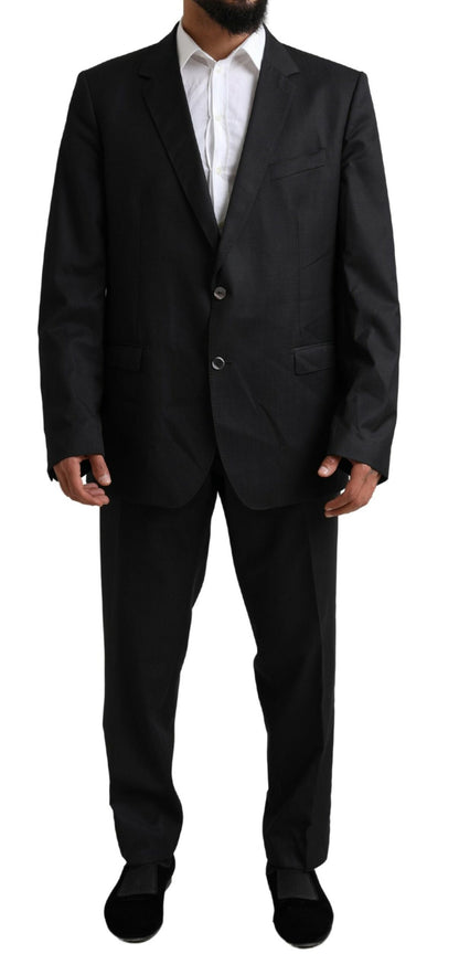  - Elegant Black Virgin Wool Martini Suit