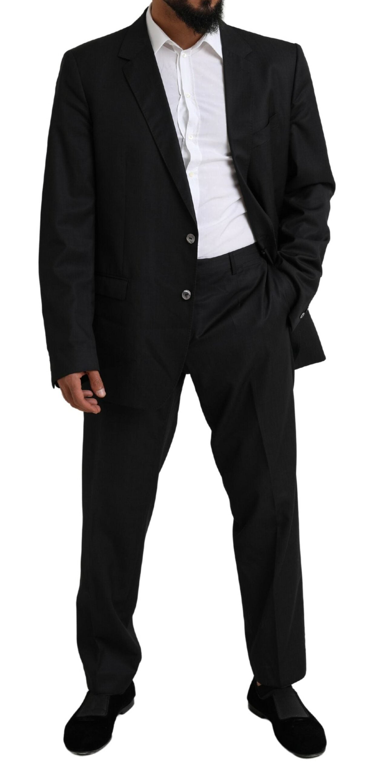  - Elegant Black Virgin Wool Martini Suit