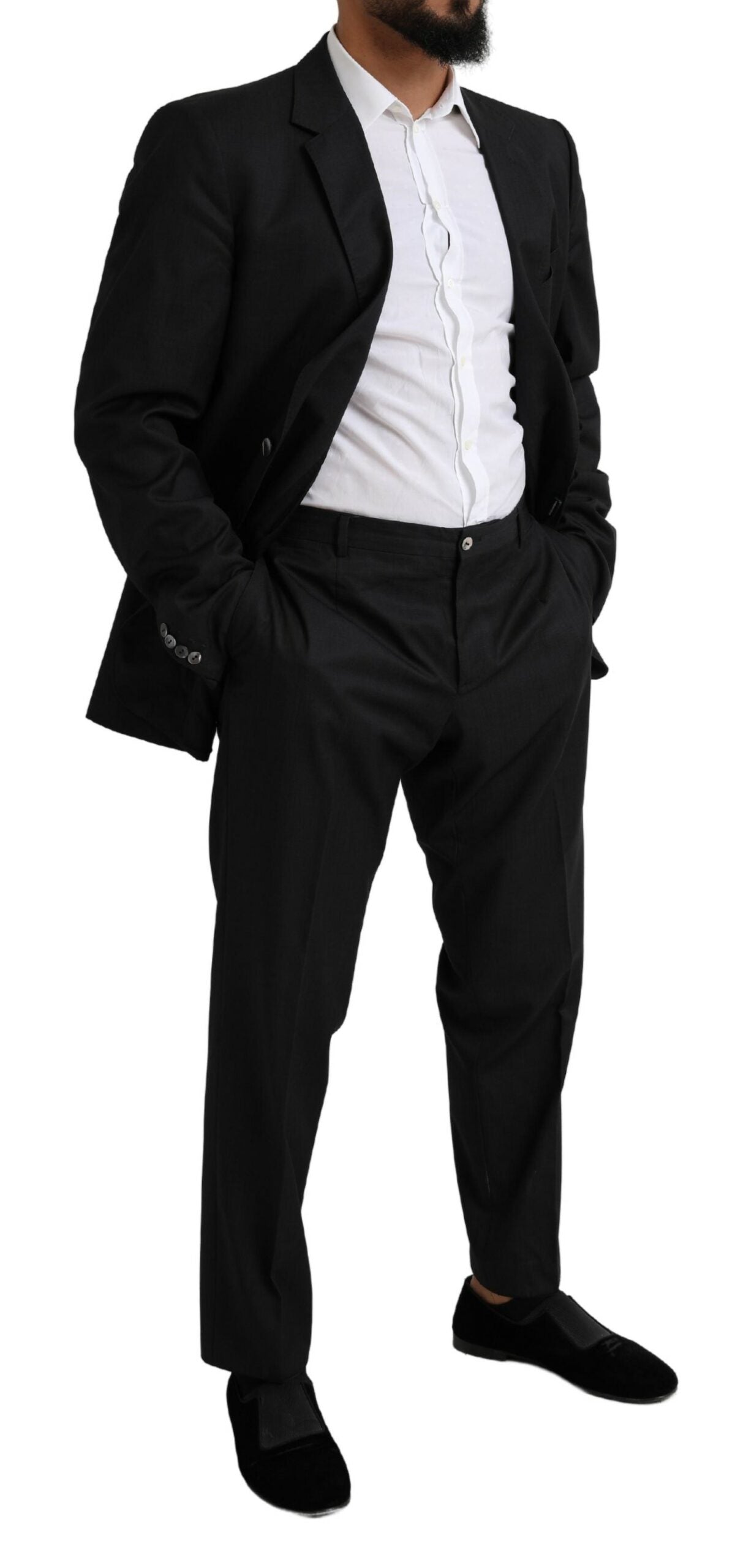  - Elegant Black Virgin Wool Martini Suit