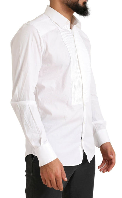  - Elegant White Slim Fit Cotton Dress Shirt