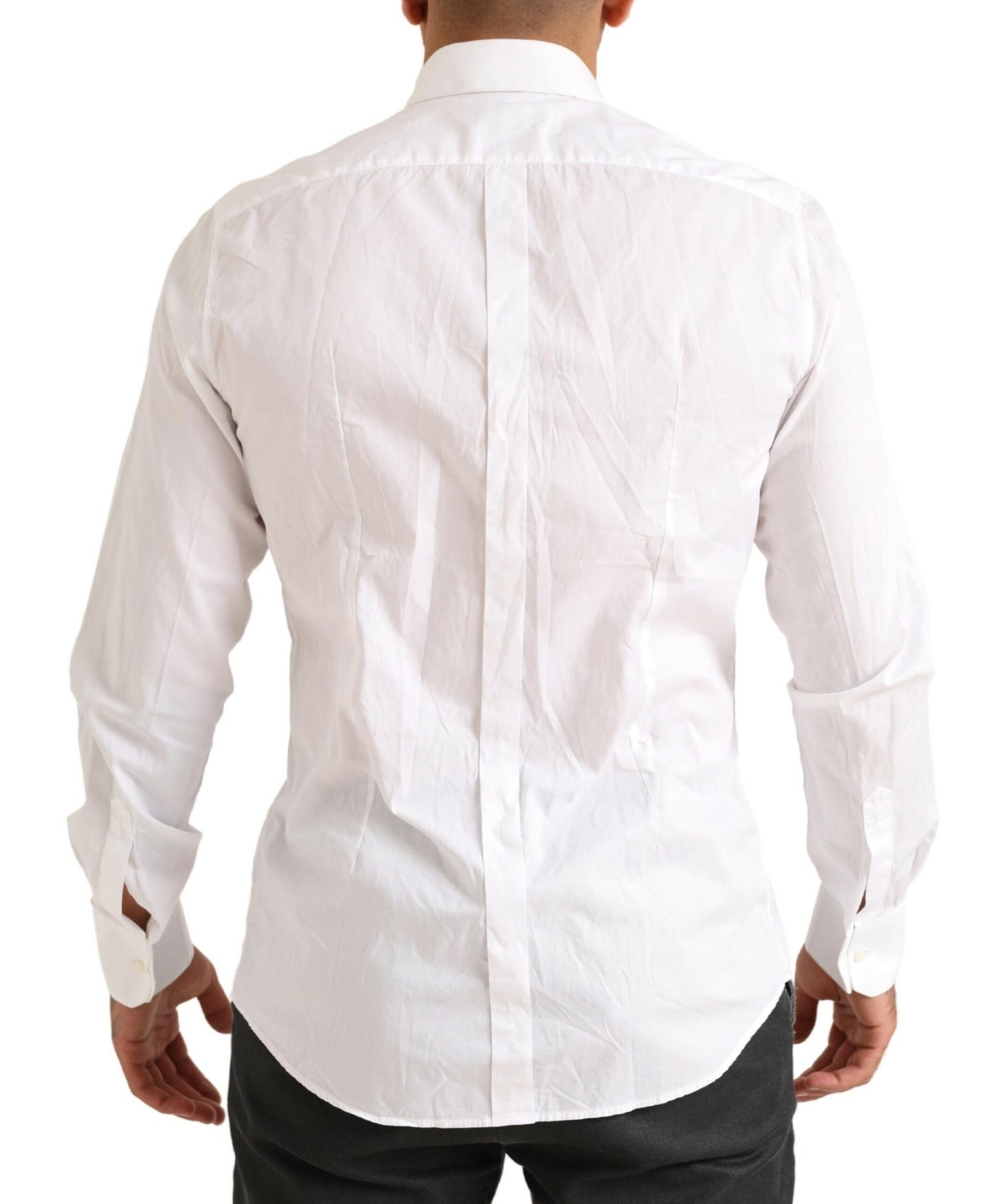  - Elegant White Slim Fit Cotton Dress Shirt