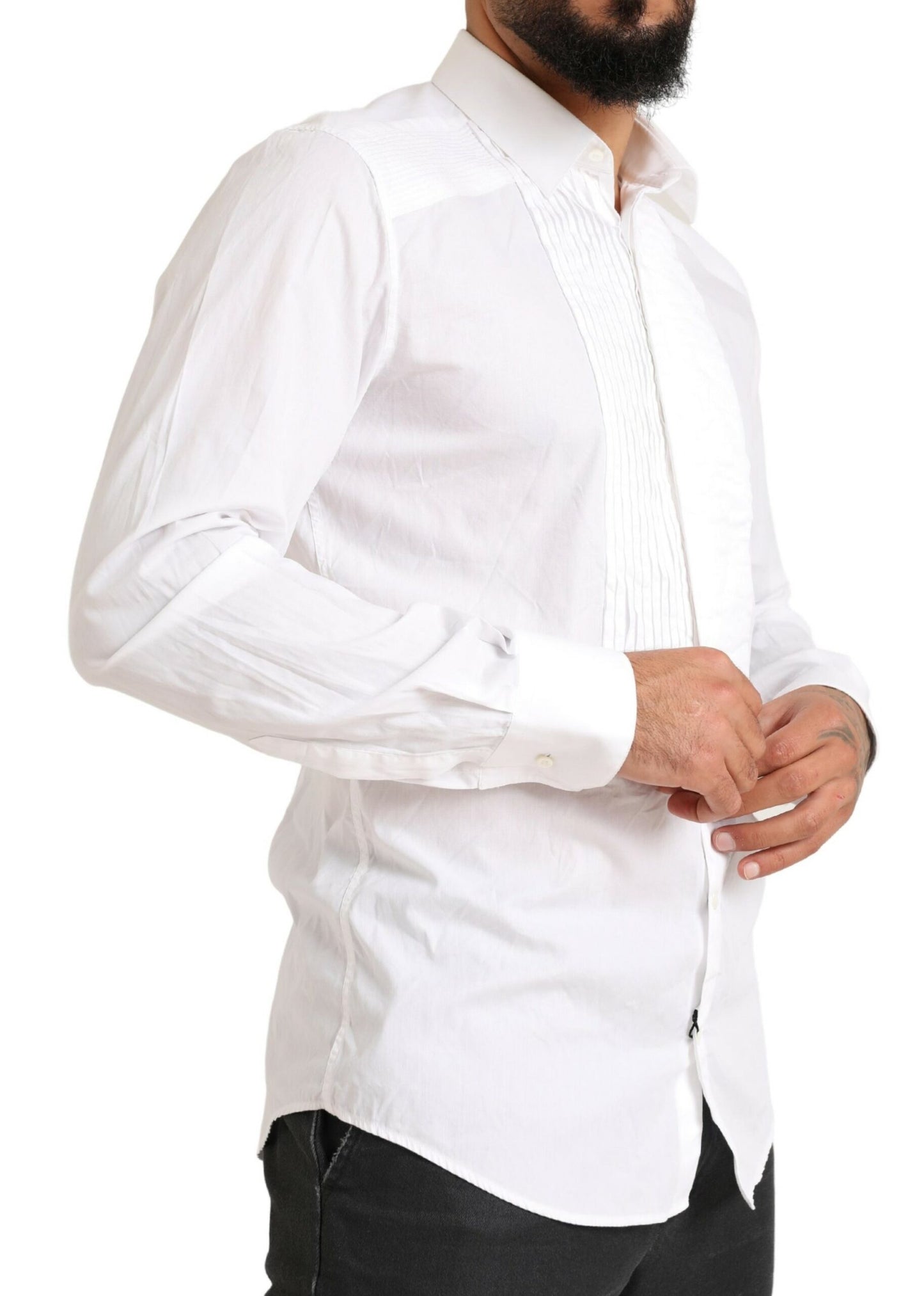  - Elegant White Slim Fit Cotton Dress Shirt