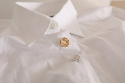  - Elegant White Cotton Formal Shirt