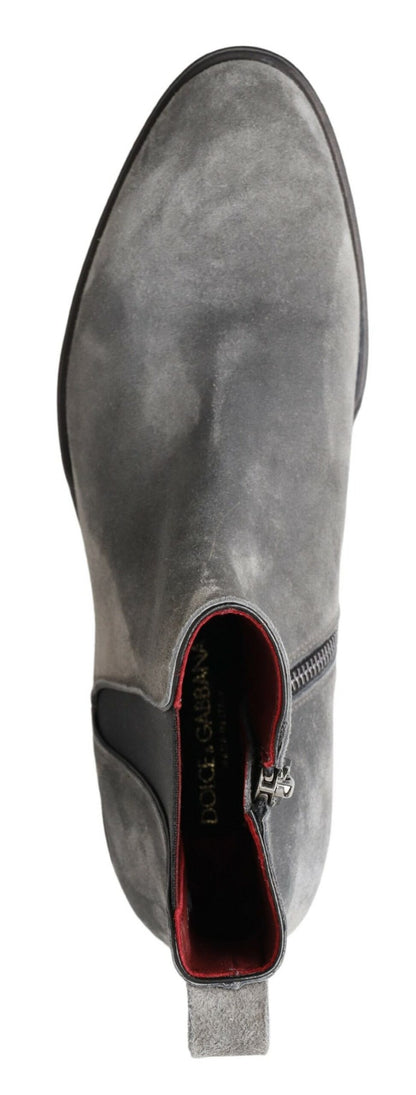  - Elegant Gray Chelsea Leather Boots