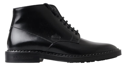  - Elegant Black Leather Men's Boots