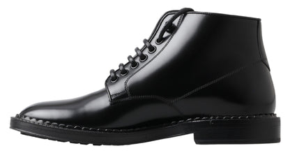  - Elegant Black Leather Men's Boots