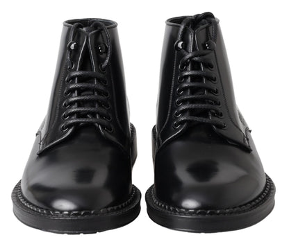  - Elegant Black Leather Men's Boots