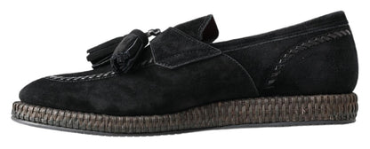  - Elegant Black Suede Espadrilles Sneakers