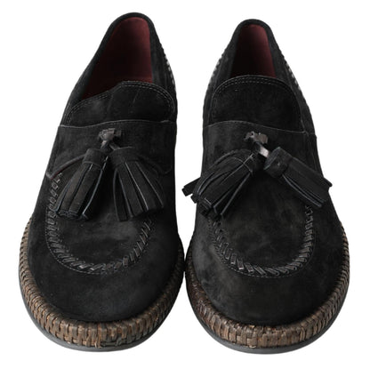  - Elegant Black Suede Espadrilles Sneakers