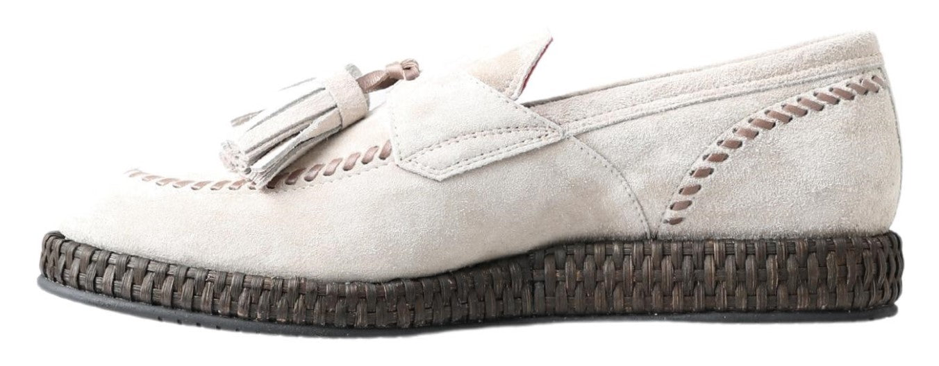  - Elegant Ivory Leather Espadrilles