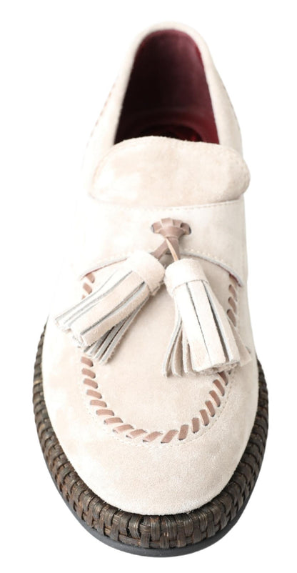  - Elegant Ivory Leather Espadrilles