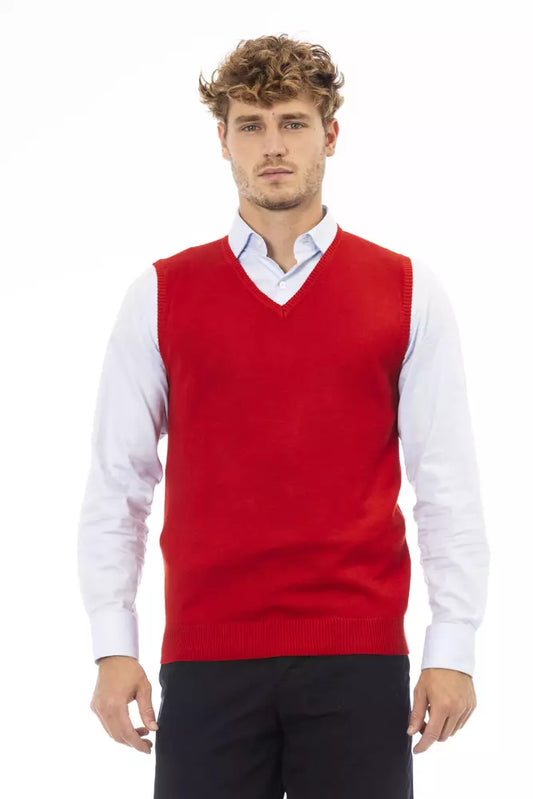  - Red Viscose Men Vest