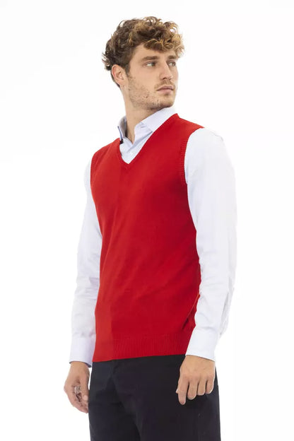  - Red Viscose Men Vest