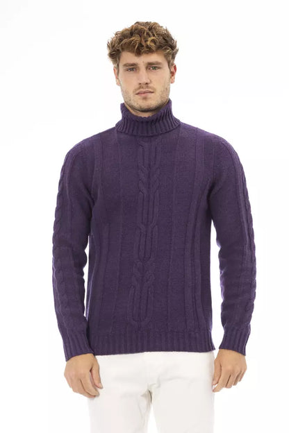  - Purple Merino Wool Men Sweater