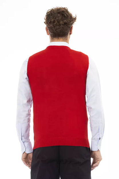  - Red Viscose Men Vest