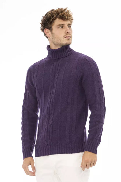  - Purple Merino Wool Men Sweater