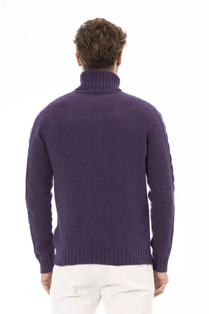  - Purple Merino Wool Men Sweater