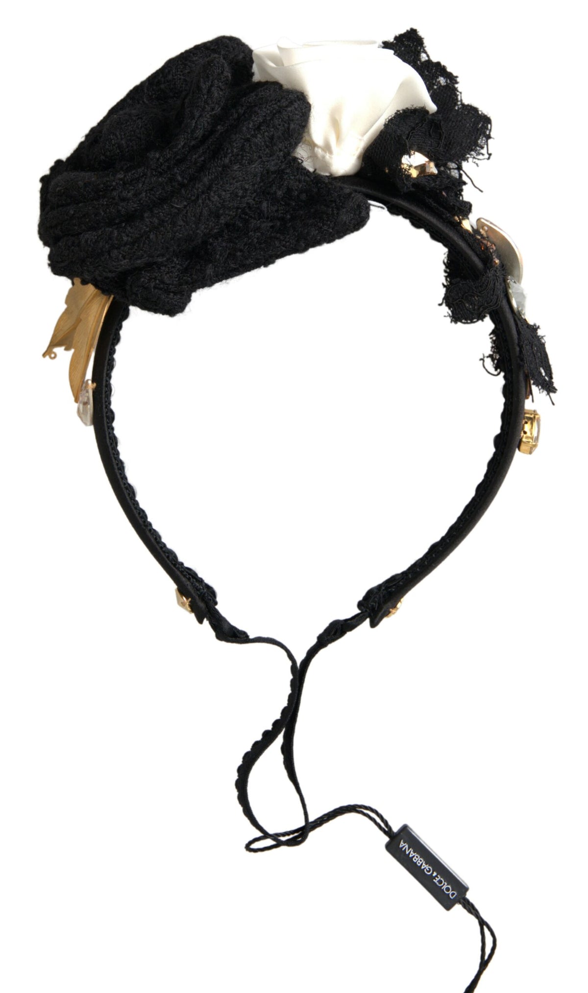 Elegant Crystal-Embellished Silk Diadem by Dolce & Gabbana